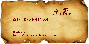 Ali Richárd névjegykártya
